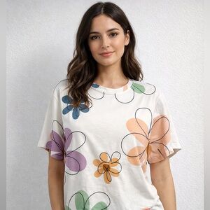 Floral Graphic Tee Size Large New Without Tags